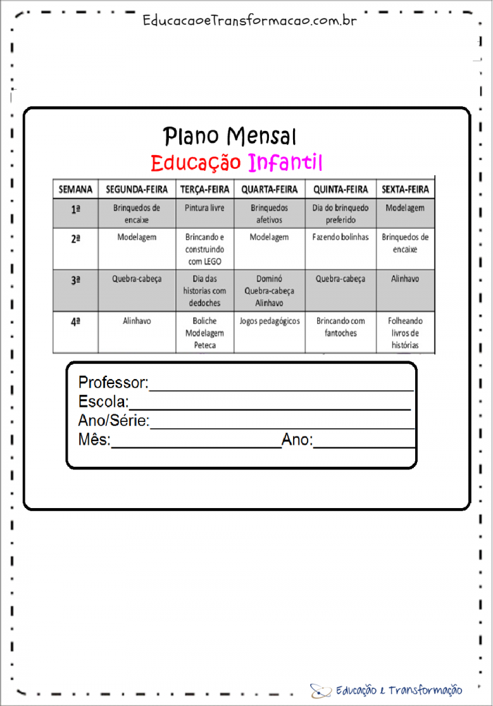 Planejamento Anual Educa O Infantil Planos De Aula Infantil Em Pdf