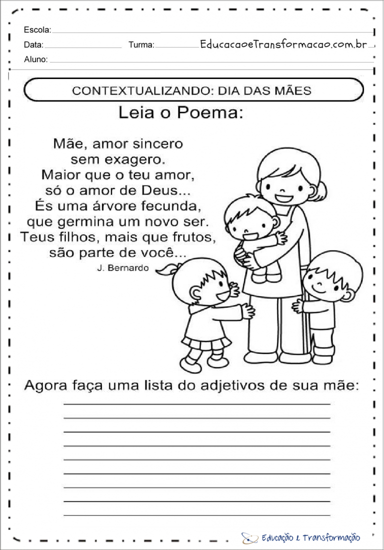 Atividades De Produ O De Texto Dia Das M Es Leia O Poema Educa O