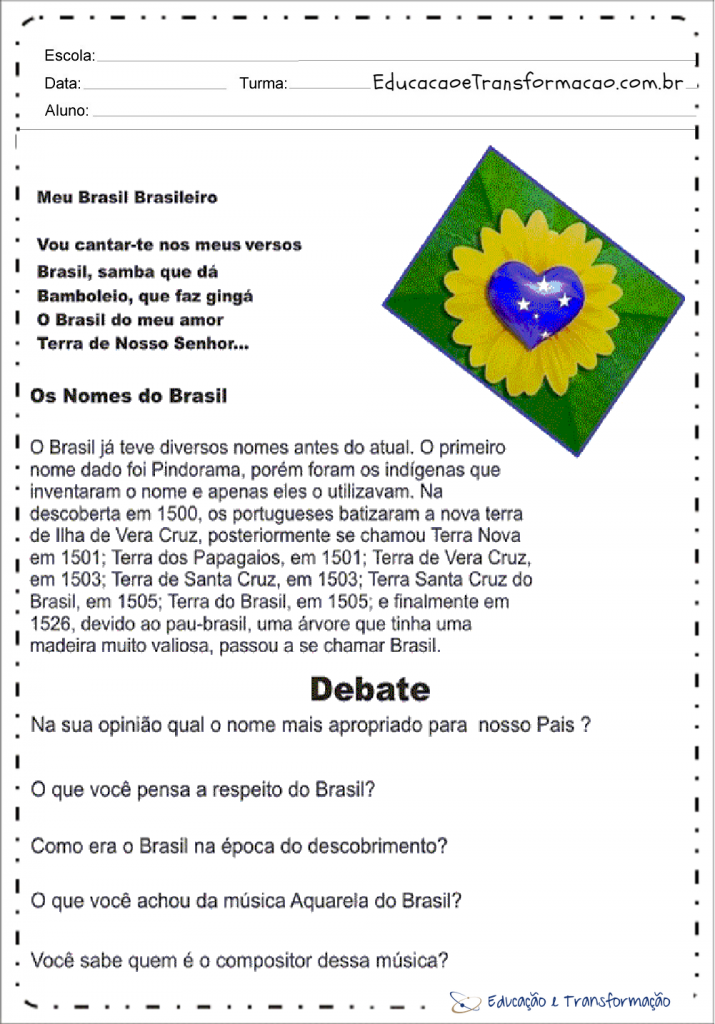 Atividades de Interpretação de Texto Copa do Mundo Meu Brasil