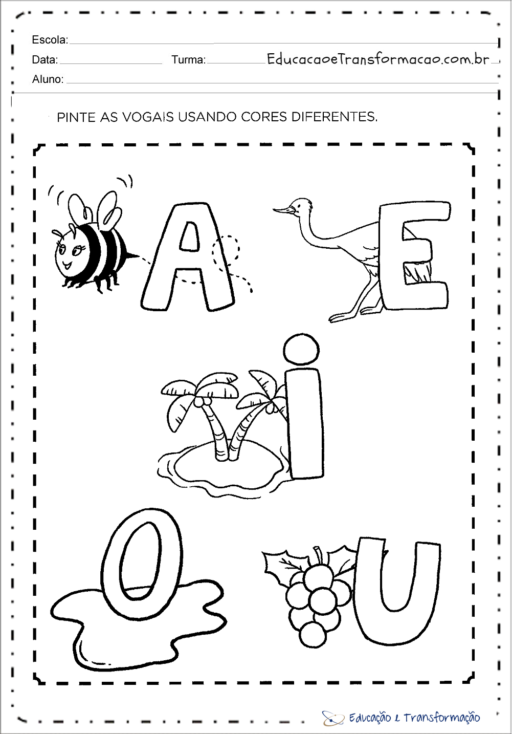 Atividades Vogais Atividades Vogais para Alfabetização