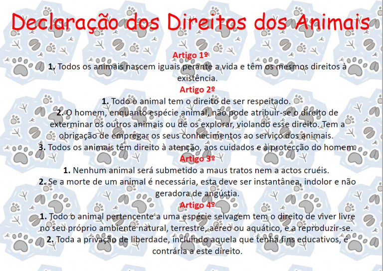 Declara O Dos Direitos Dos Animais Para Imprimir Educa O E