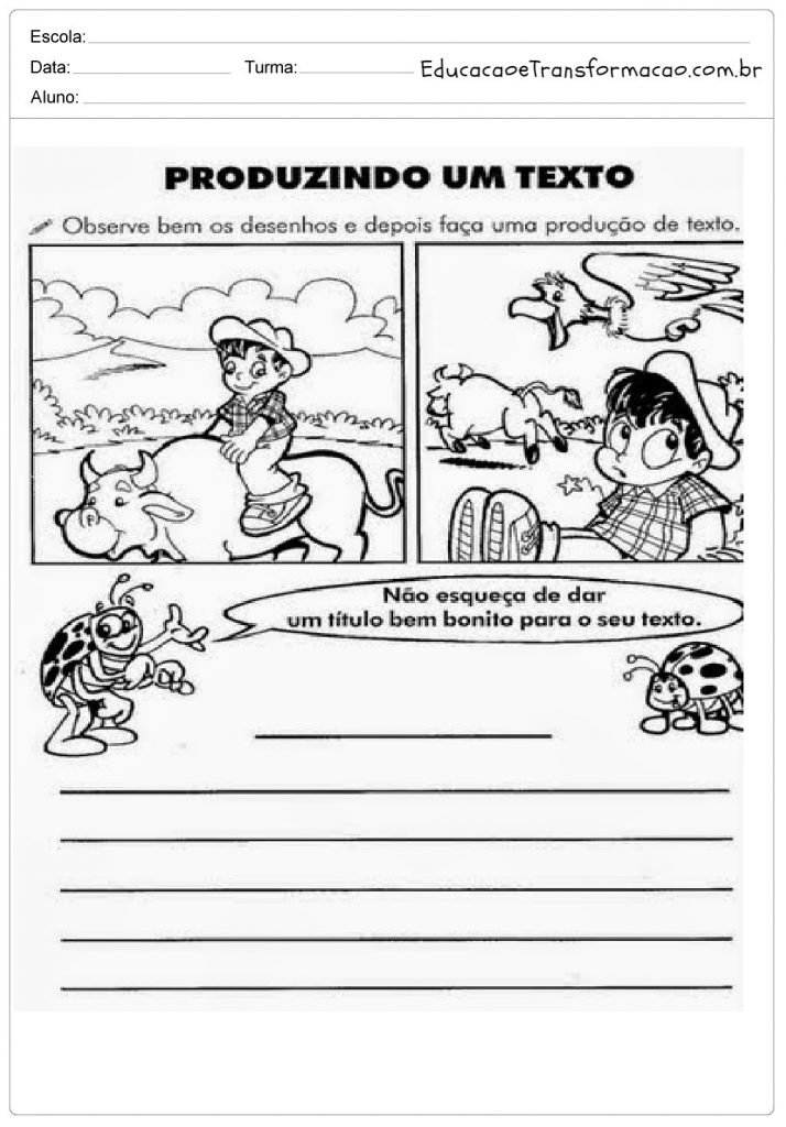 Atividades de Produção de Texto 4 ano - Para Imprimir - Series Iniciais.
