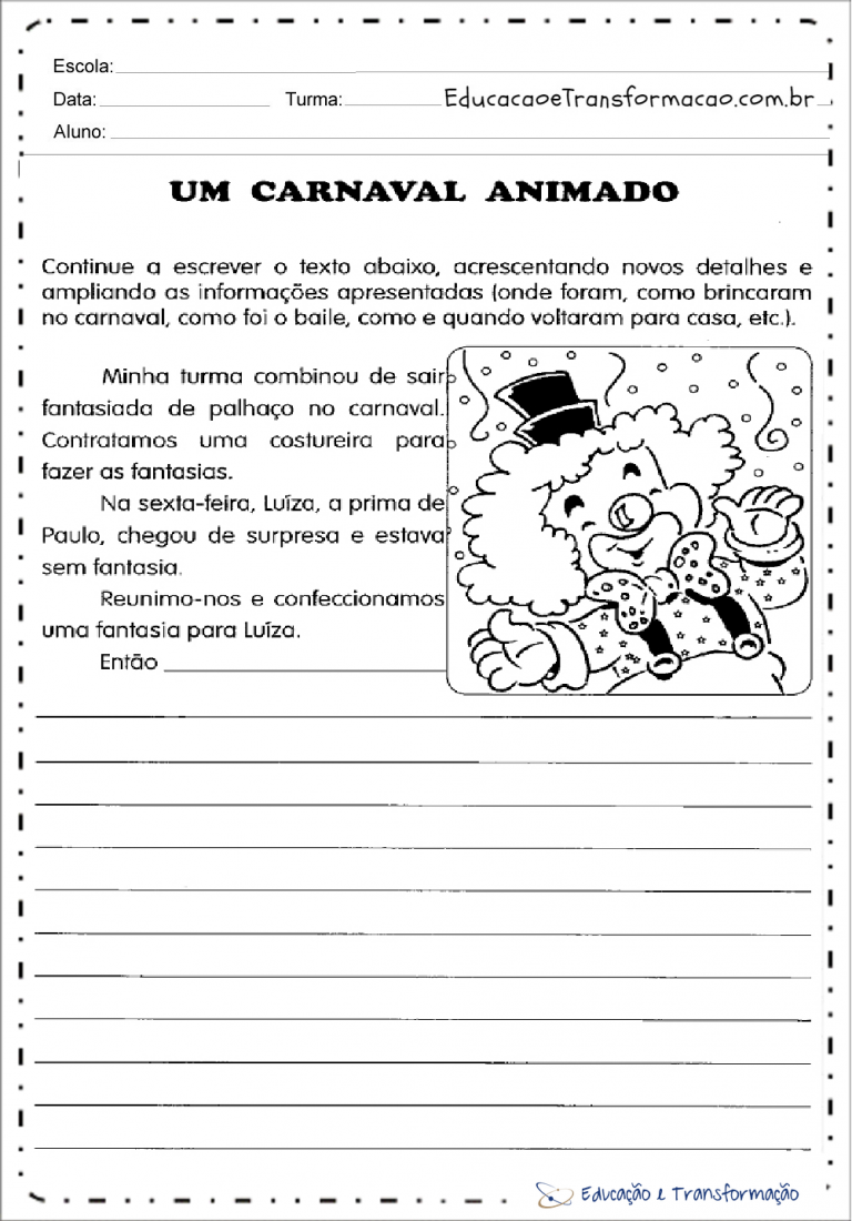 Atividades De Produção De Texto Carnaval Um Carnaval Animado Educação E Transformação 3946