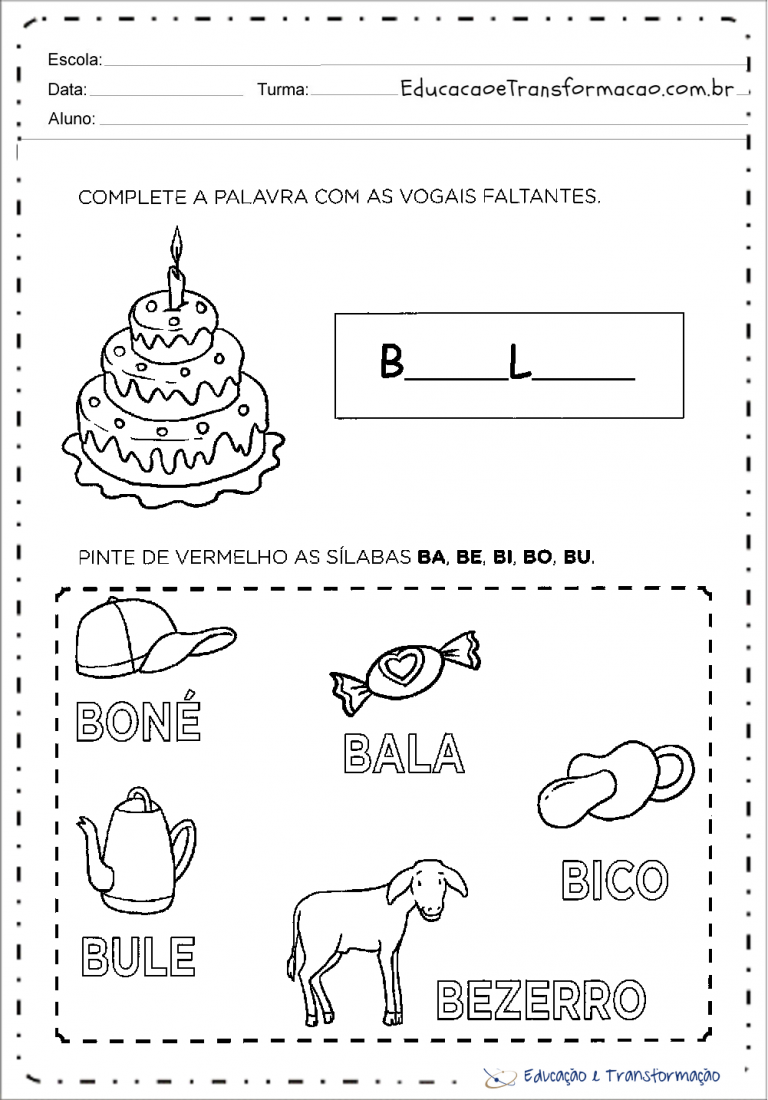 Atividades Com A Letra B Para Alfabetização - Atividades Educativas