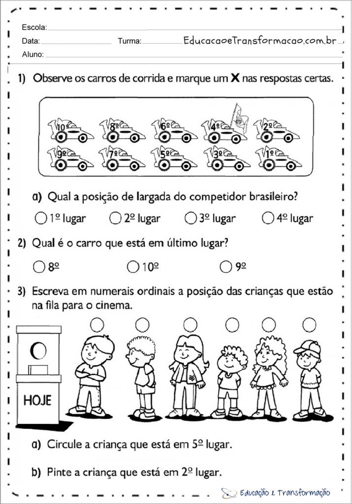 Atividades Com N Meros Ordinais Para Ensino Fundamental