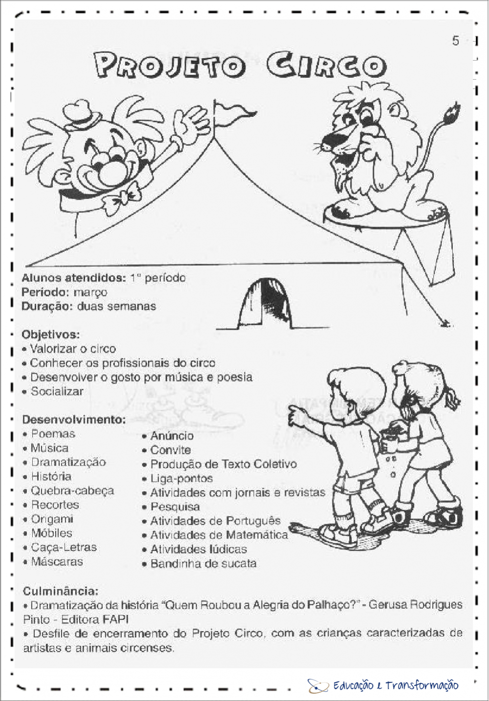 Atividades Dia do Circo para Ensino Fundamental - Projeto Circo