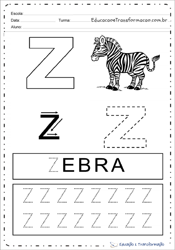Atividades De Pontilhado Com A Letra Z Para Imprimir Educação E Transformação 3573