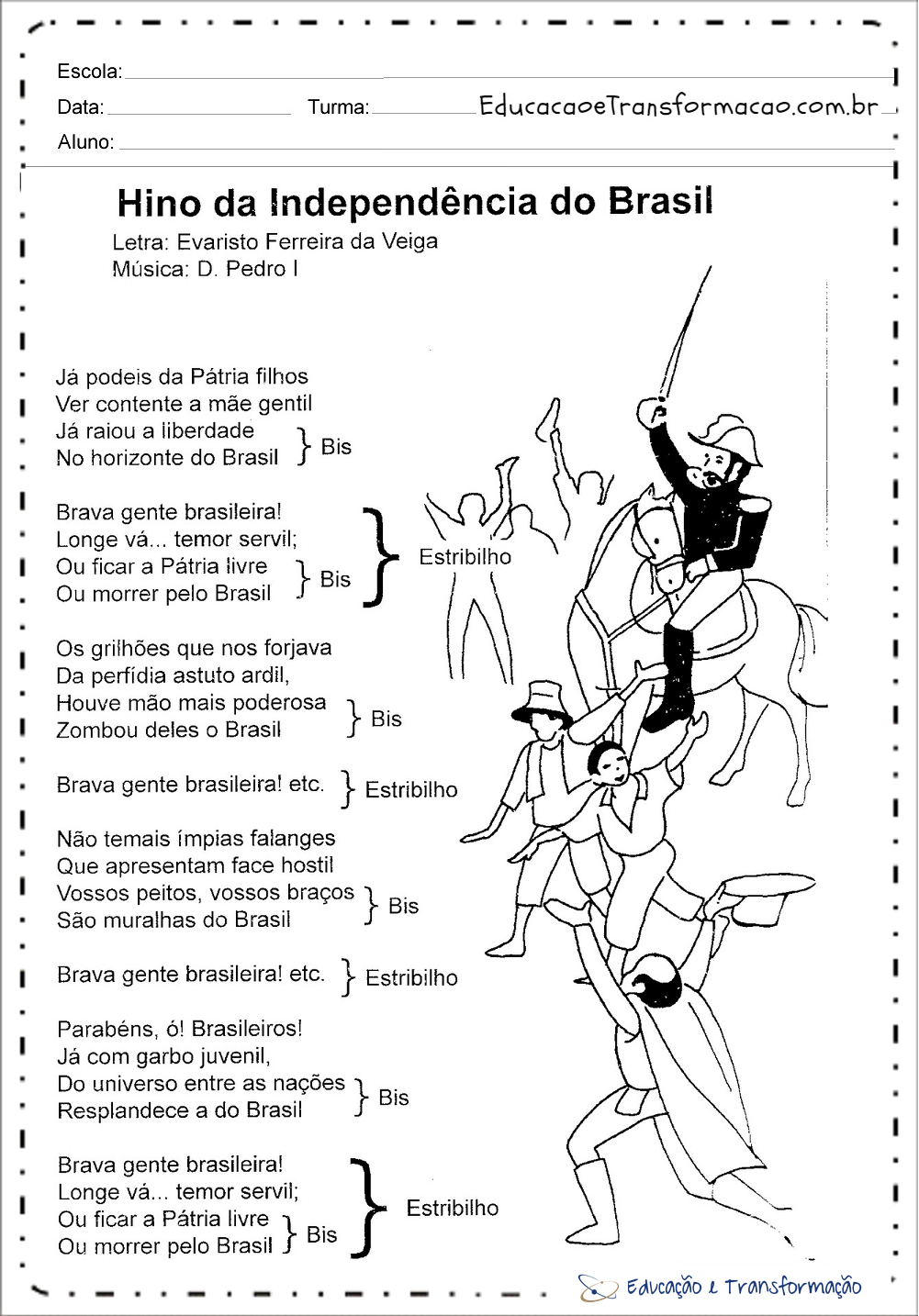 Atividades Sobre A Independência Do Brasil Textos Para Imprimir Educação E Transformação 9609