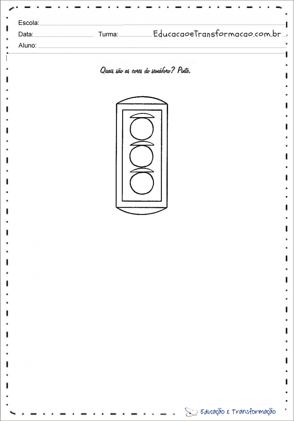 Atividades sobre o transito para colorir