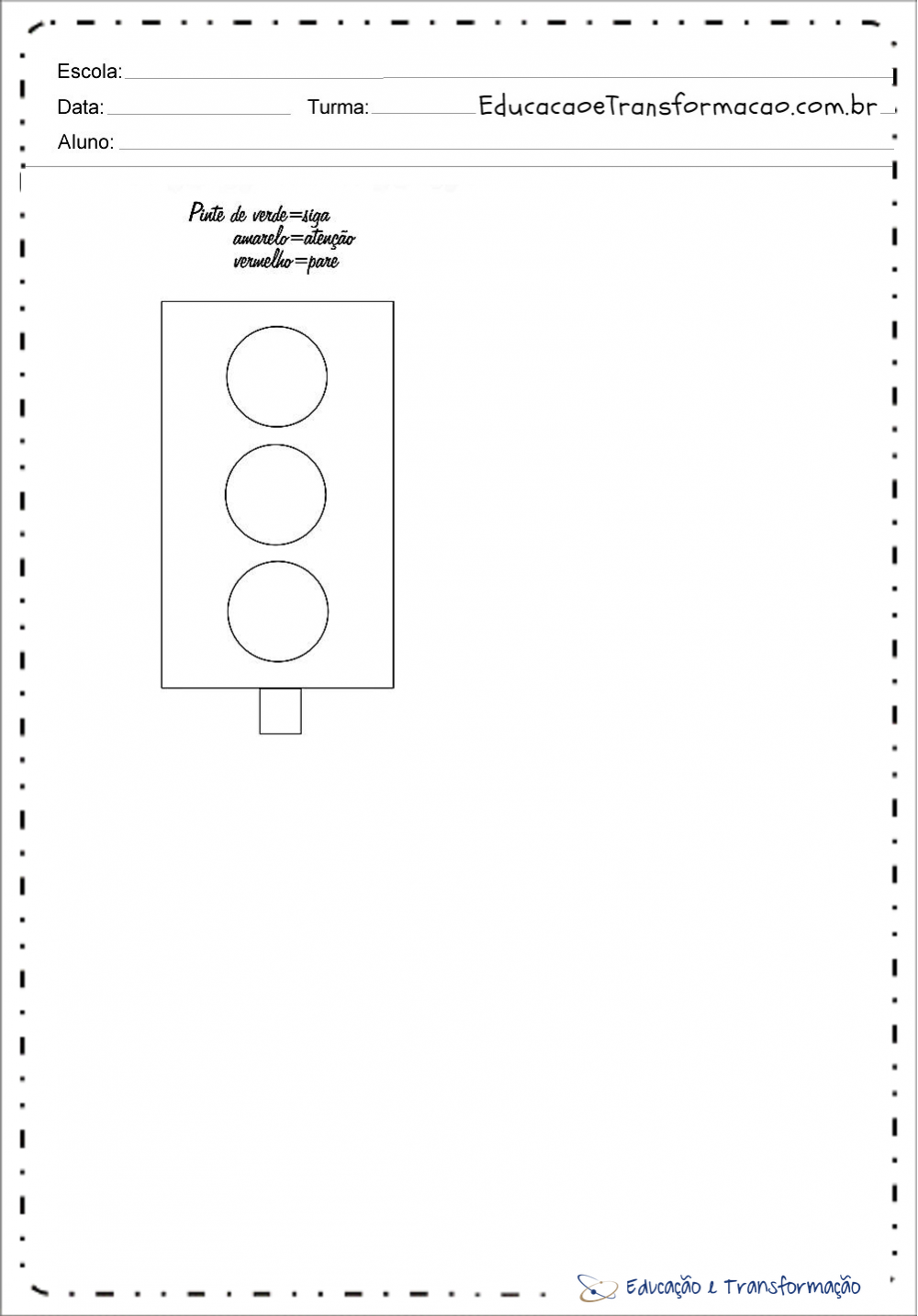 Atividades sobre o transito para colorir