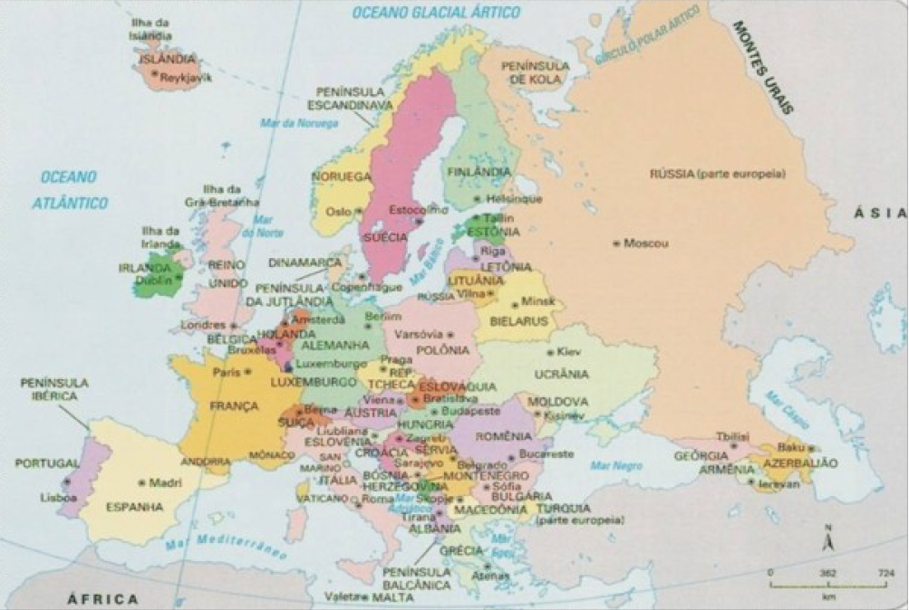Mapa da Europa dados territoriais e informações geográficas Paises