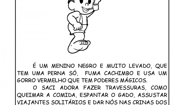 A lenda do Saci Pererê para imprimir Educação e Transformação