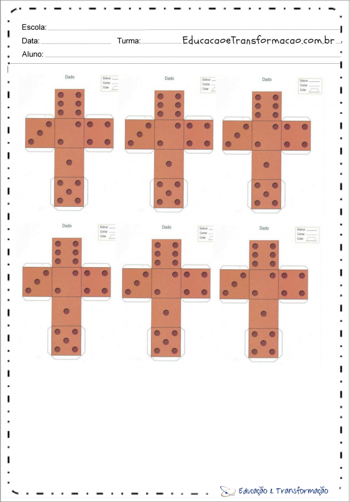 Molde de dado colorido: