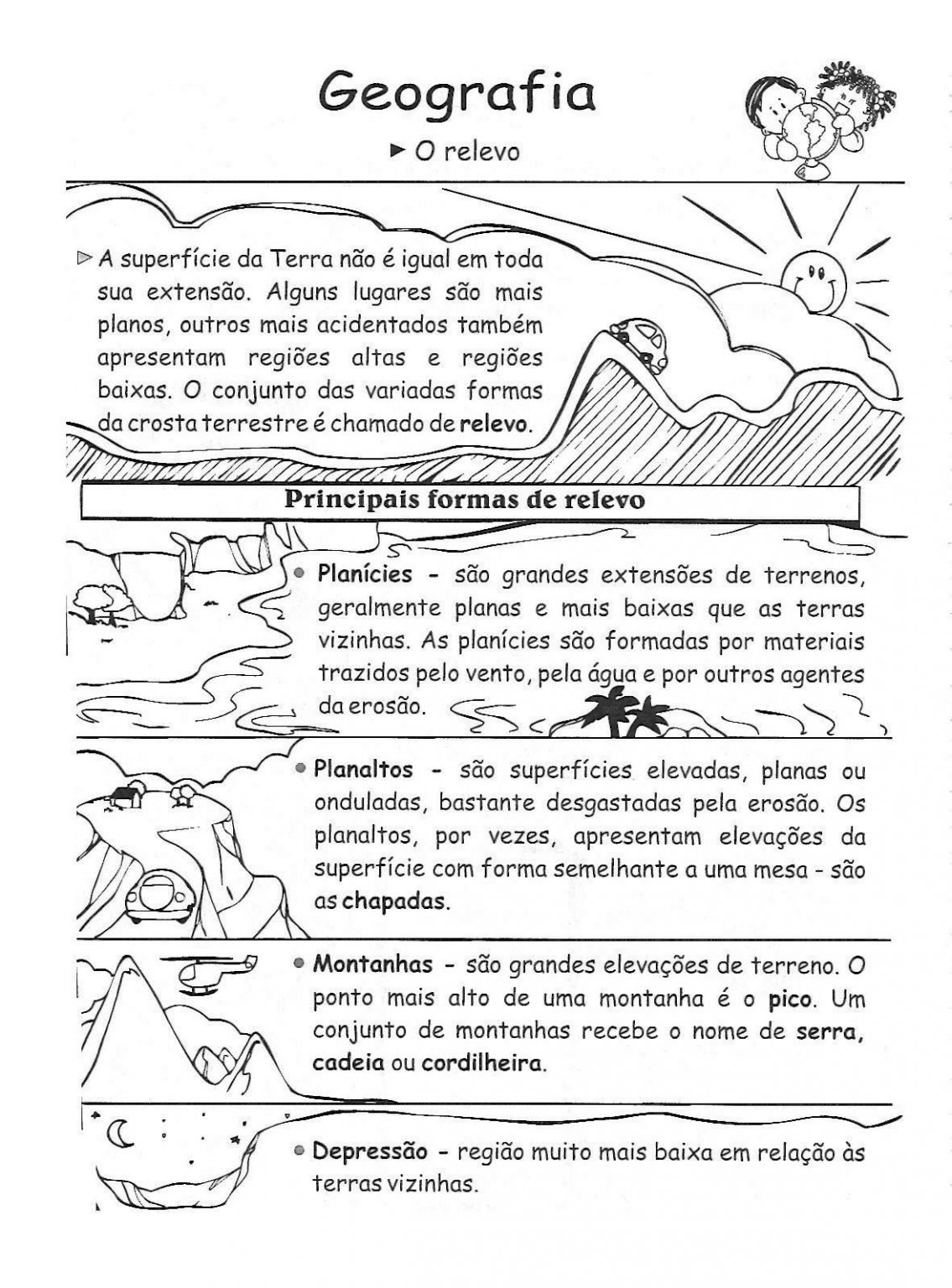 Atividades de Geografia 3º Ano - Imprimir - Relevo – Educação e ...