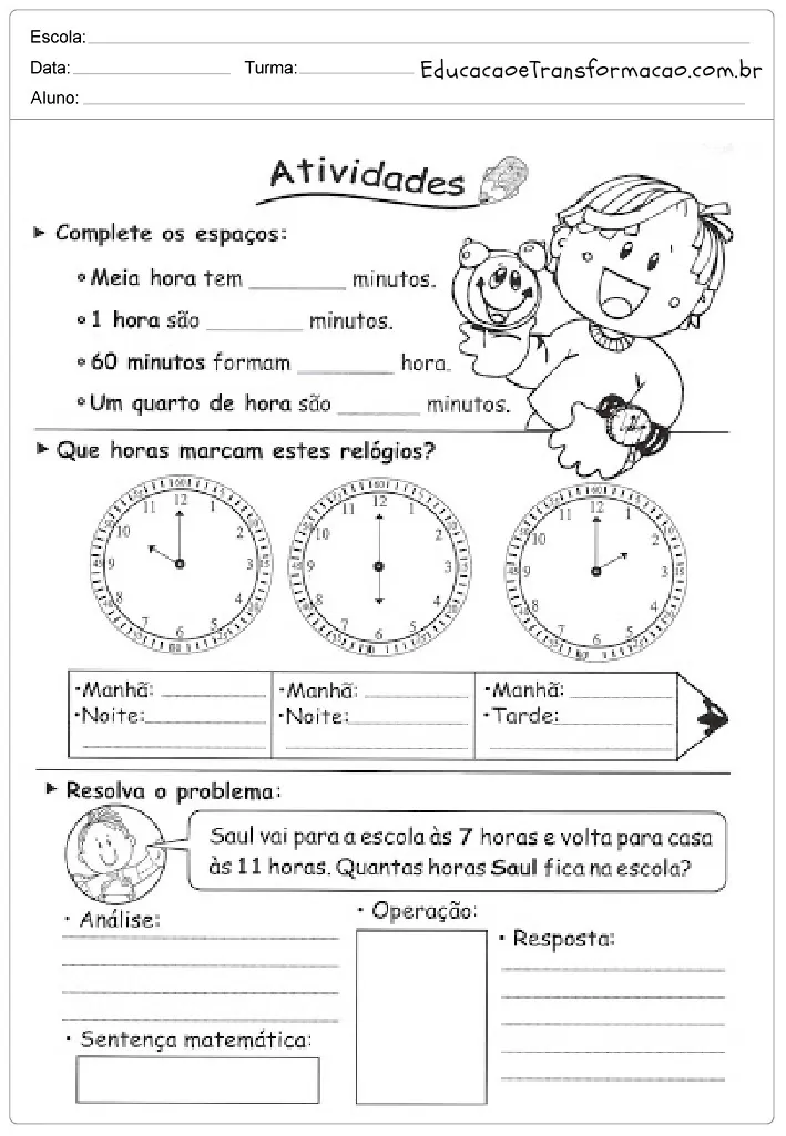 Atividade de Matemática para o 3º ano do Ensino Fundamental