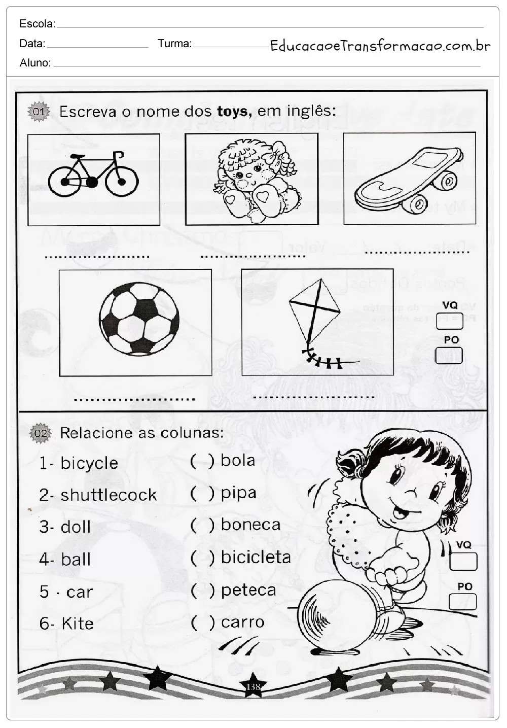 Prova de Ingles 4 Ano